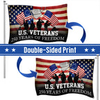 Patriotic 250 Years of Freedom American Flag, US Veterans 1776 2026 Grommet Flag