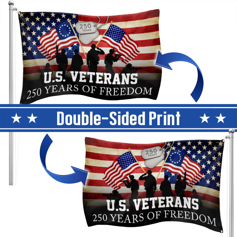 Patriotic 250 Years of Freedom American Flag, US Veterans 1776 2026 Grommet Flag