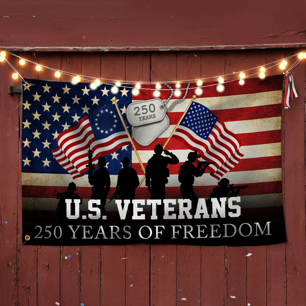 Patriotic 250 Years of Freedom American Flag, US Veterans 1776 2026 Grommet Flag