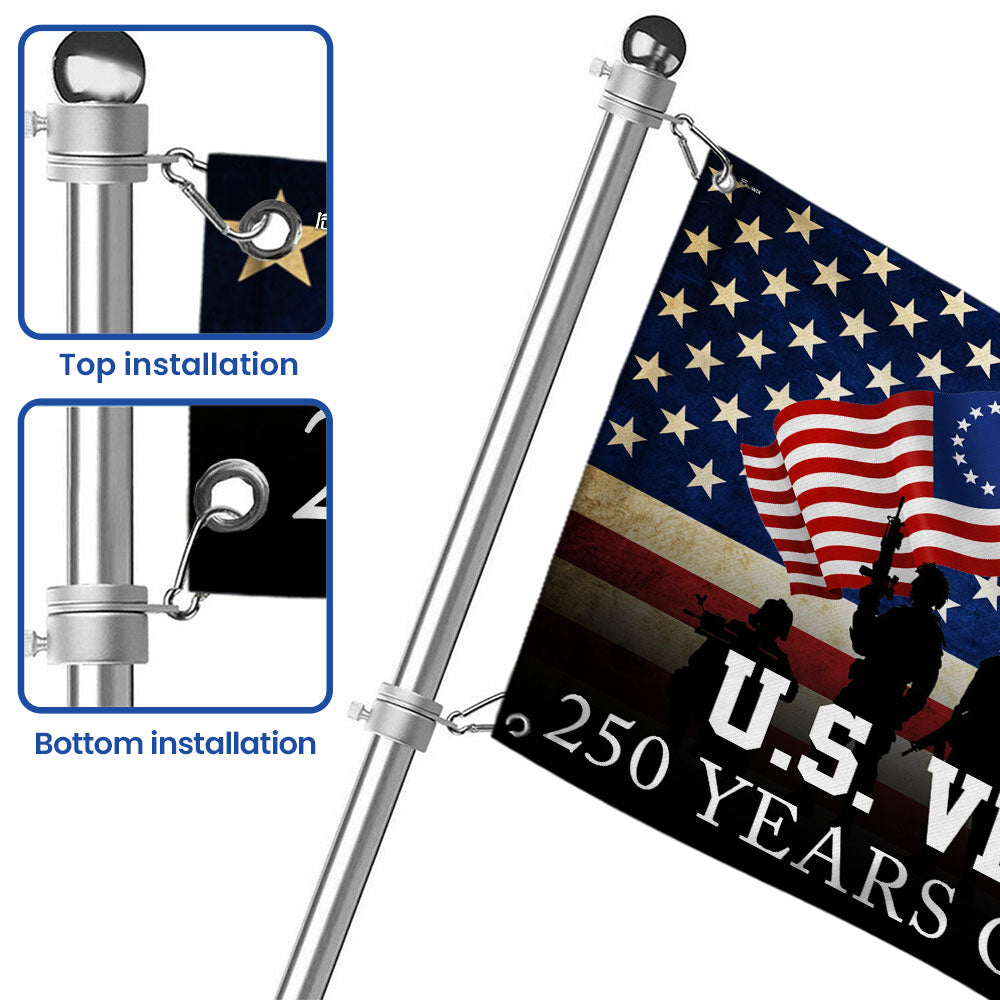 Patriotic 250 Years of Freedom American Flag, US Veterans 1776 2026 Grommet Flag