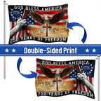 250 Years of Freedom Christian Grommet Flag, God Bless America 1776 2026 Flag