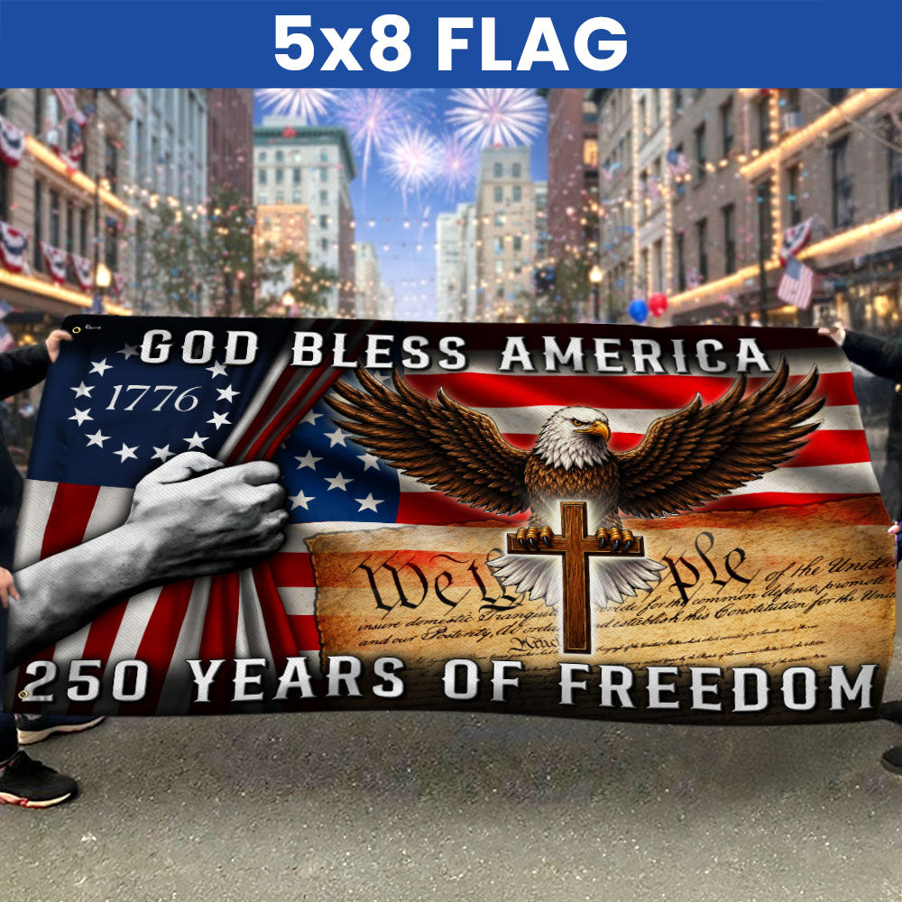 250 Years of Freedom Christian Grommet Flag, God Bless America 1776 2026 Flag