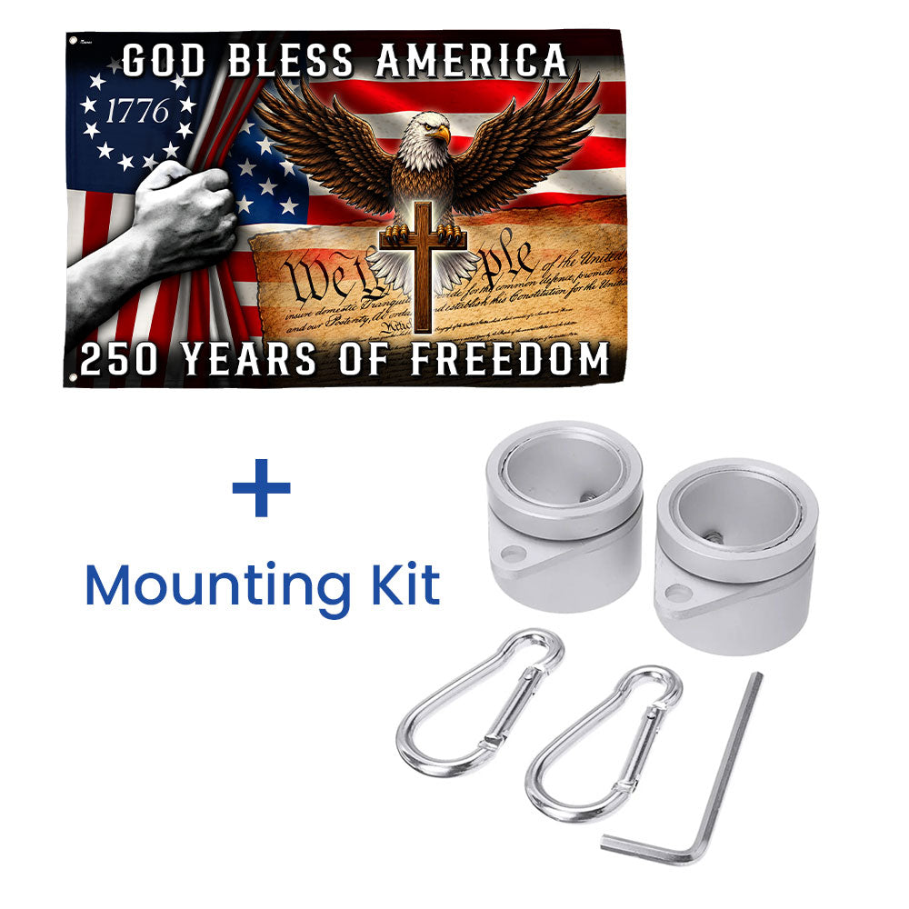 250 Years of Freedom Christian Grommet Flag, God Bless America 1776 2026 Flag