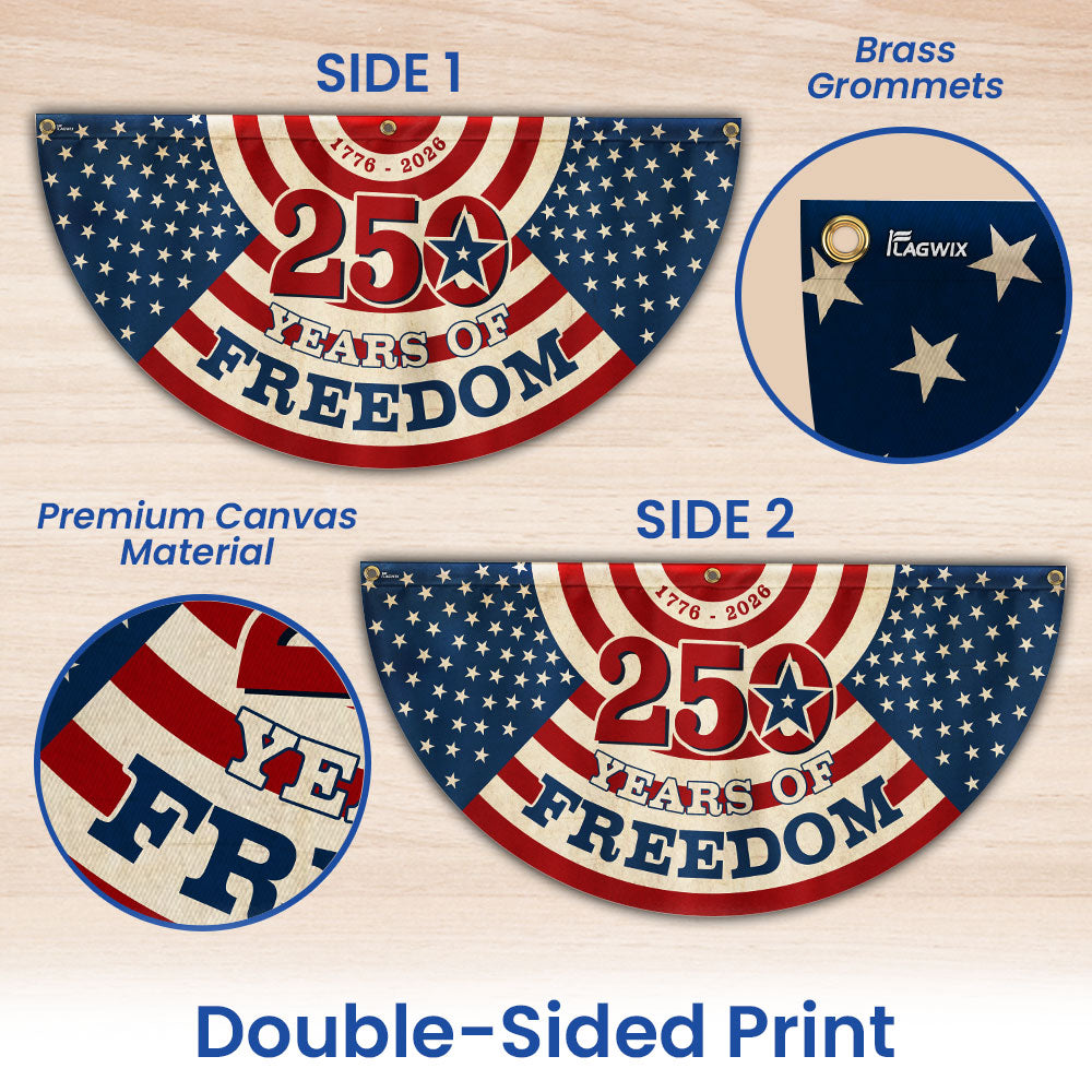 250 Years of Freedom Fan Flag, 1776 2026 Semiquincentennial Vintage Decor