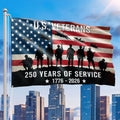 US Veterans 250 Years of Service American Flag, Patriotic Military 1776 2026 Grommet Flag