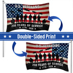 US Veterans 250 Years of Service American Flag, Patriotic Military 1776 2026 Grommet Flag