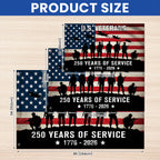 US Veterans 250 Years of Service American Flag, Patriotic Military 1776 2026 Grommet Flag