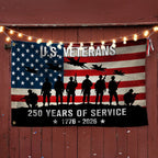 US Veterans 250 Years of Service American Flag, Patriotic Military 1776 2026 Grommet Flag