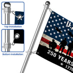 US Veterans 250 Years of Service American Flag, Patriotic Military 1776 2026 Grommet Flag