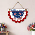 Patriotic God Bless America Hanging Sign, 250 Years Wooden Decor for 1776 2026 Anniversary