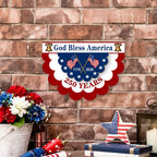 Patriotic God Bless America Hanging Sign, 250 Years Wooden Decor for 1776 2026 Anniversary