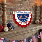 Patriotic God Bless America Hanging Sign, 250 Years Wooden Decor for 1776 2026 Anniversary