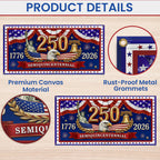 250th Semiquincentennial USA Fence Banner 1776 2026 Patriotic outdoor Flag