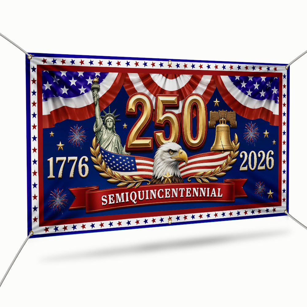 250th Semiquincentennial USA Fence Banner 1776 2026 Patriotic outdoor Flag