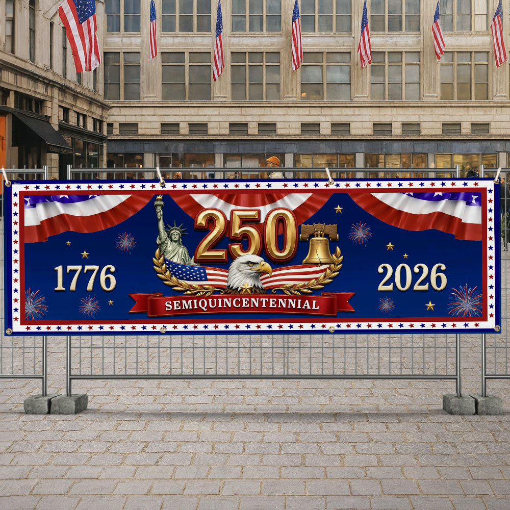 250th Semiquincentennial USA Fence Banner 1776 2026 Patriotic outdoor Flag