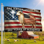 One Nation Under God Sheep Flag, 250 Years of Blessings American Christian Grommet Flag