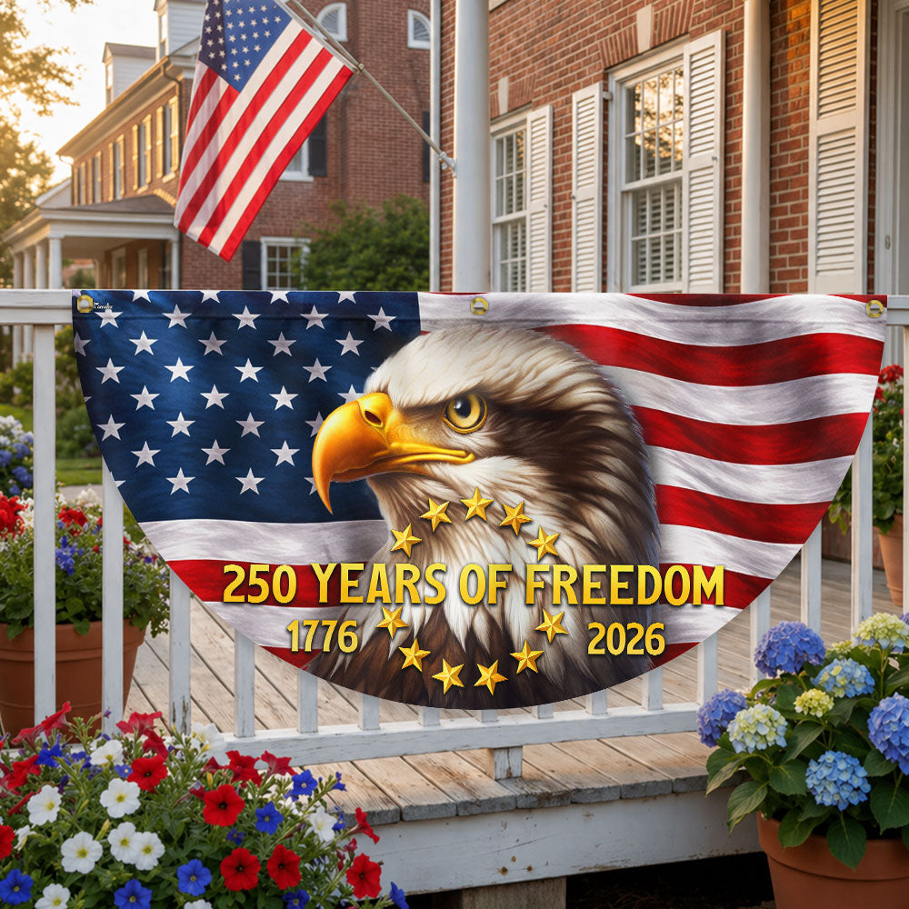 250 Years American Fan Flag, Patriotic Bald Eagle 1776 2026 We the People