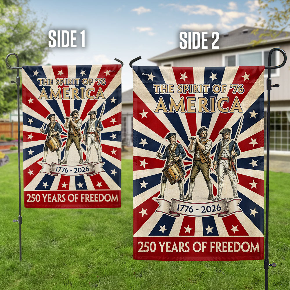 The Spirit of '76 American Revolution Garden Flag, 250 Years 1776 2026 Flag Decor
