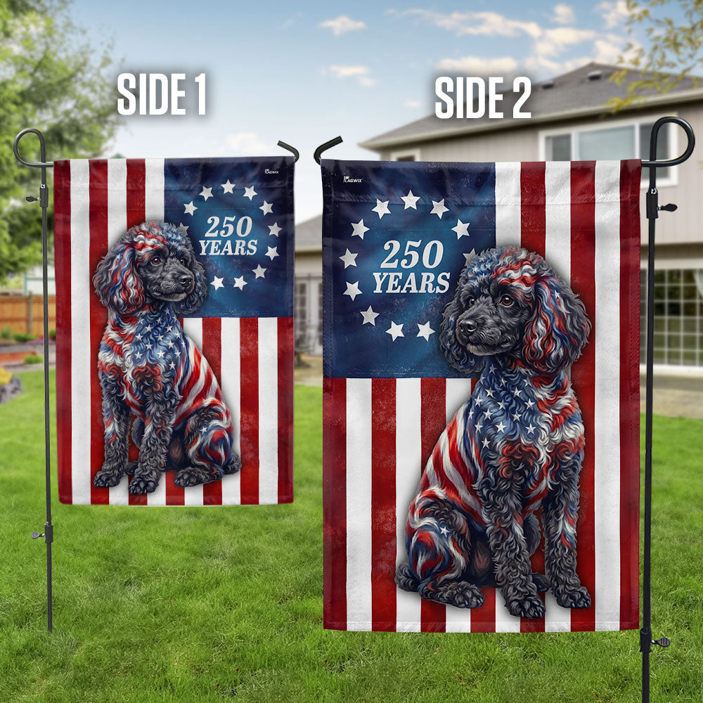 Patriotic Poodle Garden Flag, 250 Years 1776 2026 Flag Decor for Dog Lovers