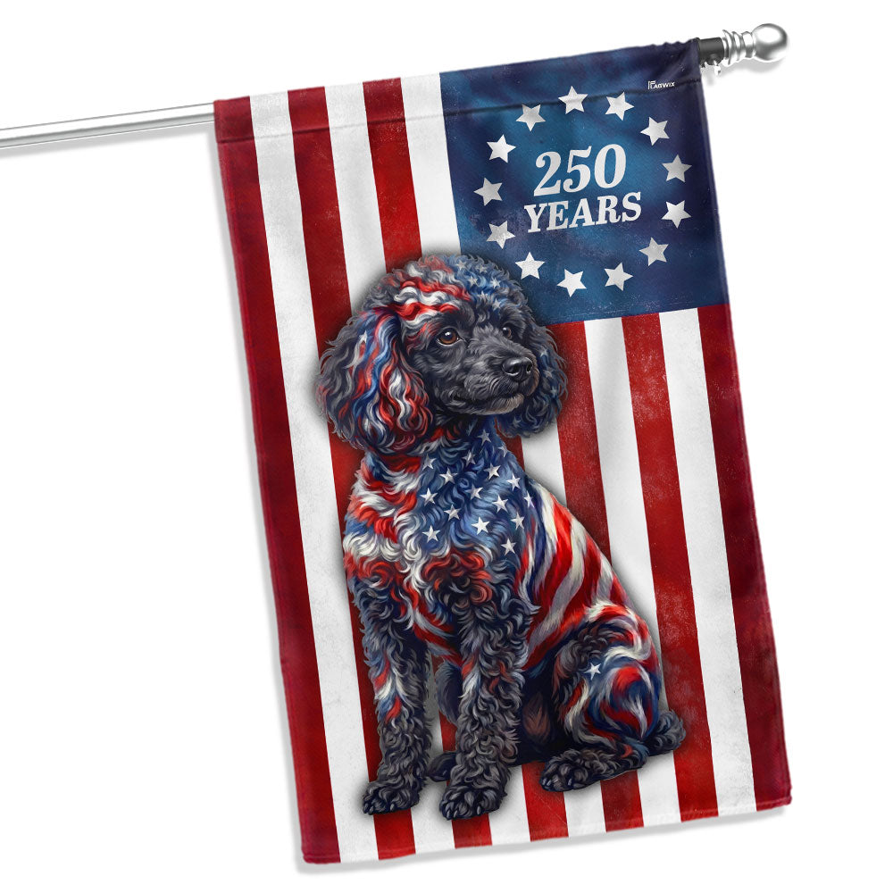 Patriotic Poodle Garden Flag, 250 Years 1776 2026 Flag Decor for Dog Lovers