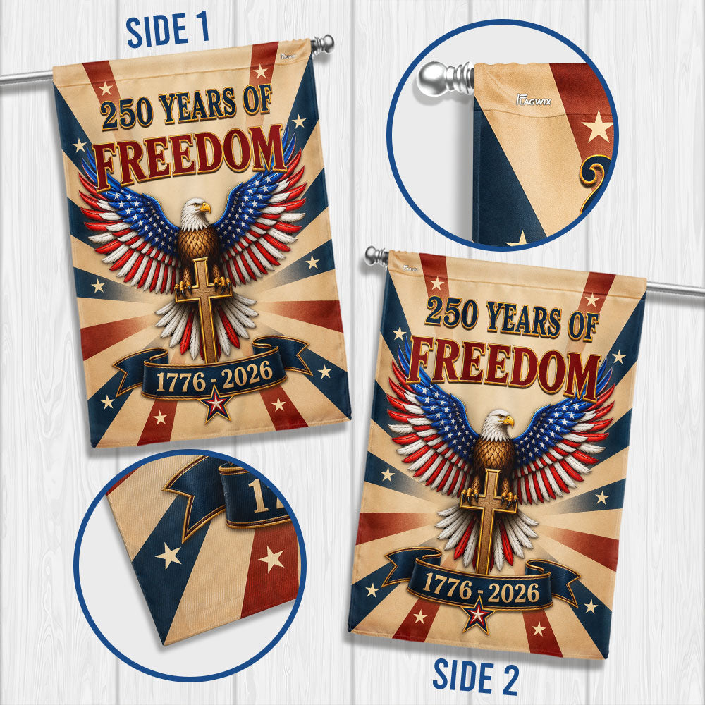 250 Years Christian American Garden Flag, Patriotic Eagle Cross 1776 2026 Flag Decor