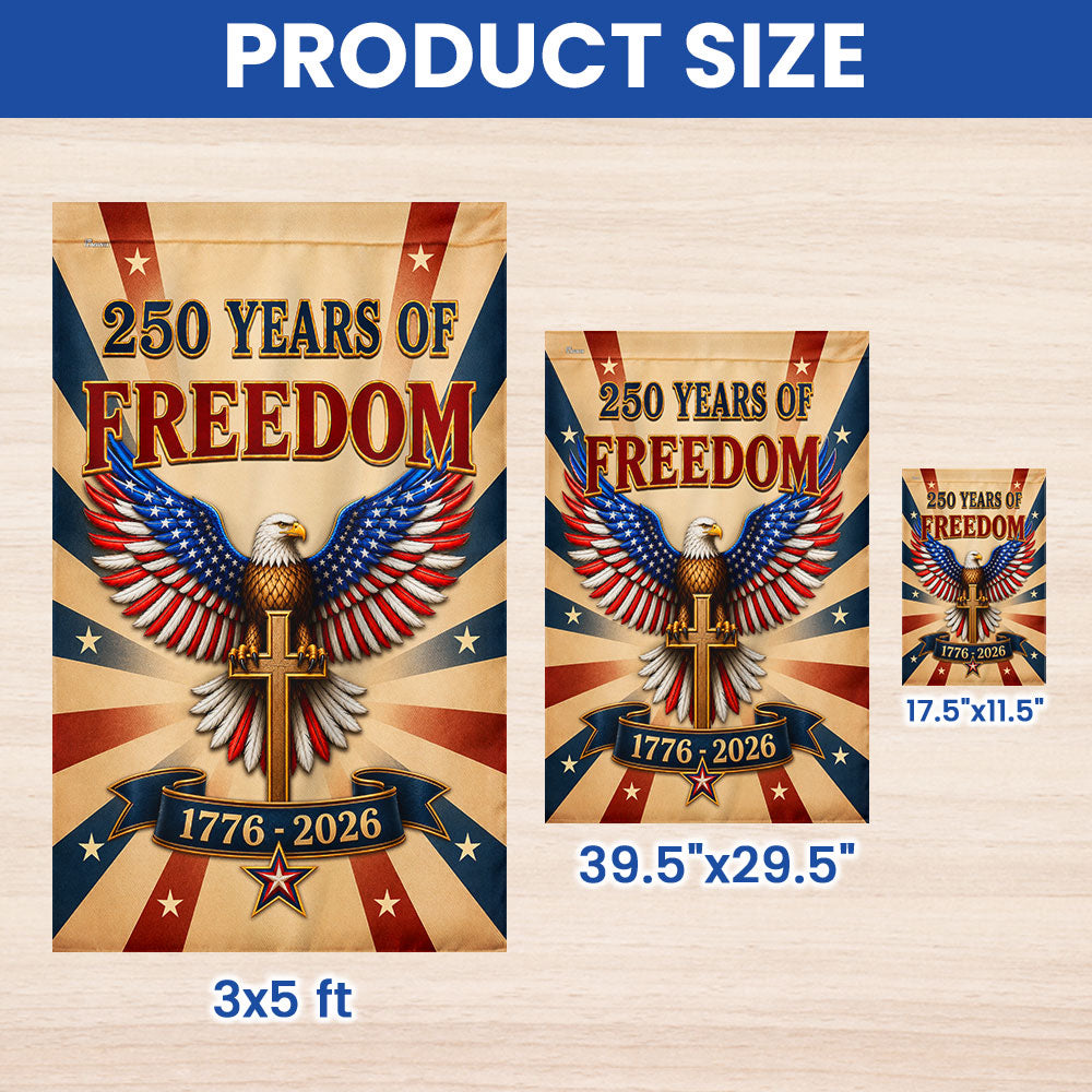 250 Years Christian American Garden Flag, Patriotic Eagle Cross 1776 2026 Flag Decor