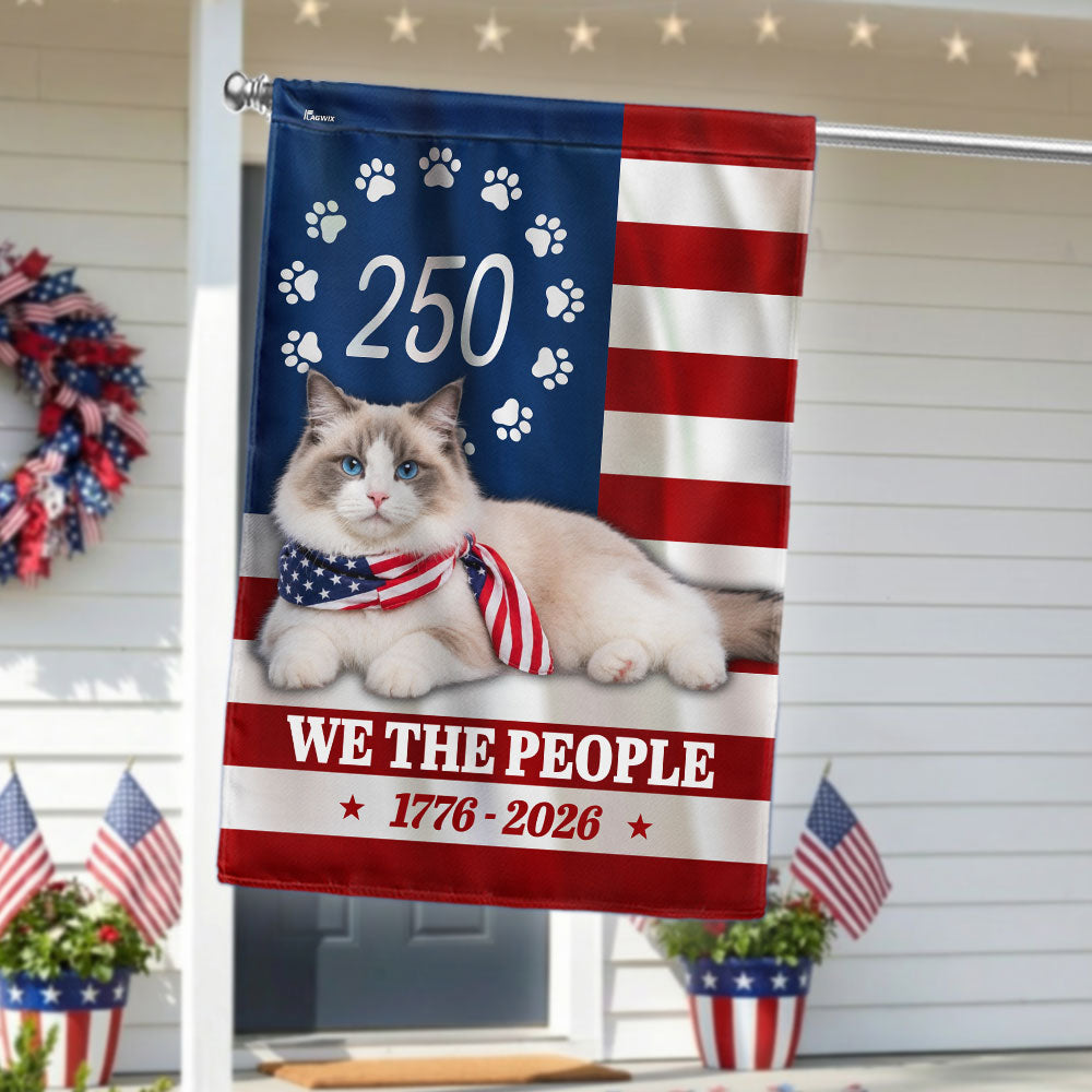 250 Years Ragdoll Cat Garden Flag, 1776 2026 Flag Decor for Cat Lovers