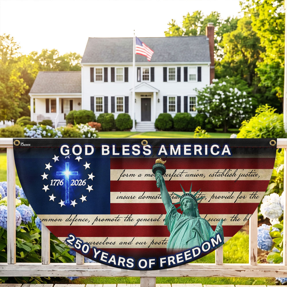 Patriotic 250 Years Flag, God Bless America 1776 2026 American Fan Flag