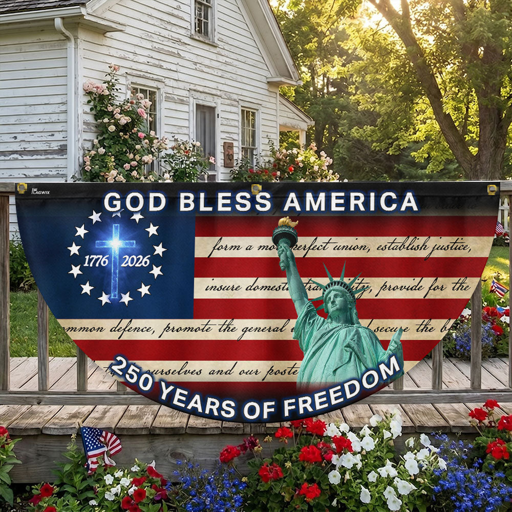 Patriotic 250 Years Flag, God Bless America 1776 2026 American Fan Flag