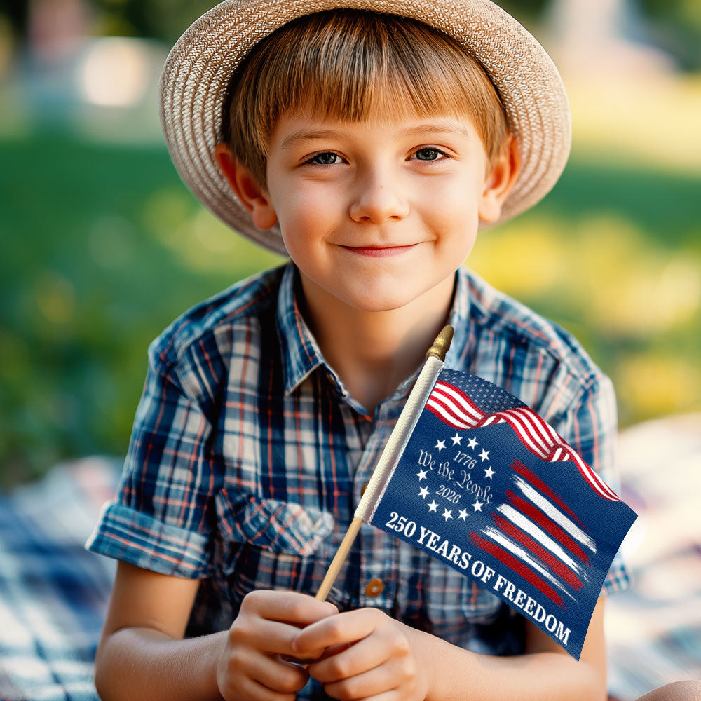 We The People 250 Years Handheld Flag for America Semiquincentennial 1776 2026
