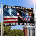250 Years of Freedom Jesus Christian American Flag, Patriotic God Bless America Grommet Flag