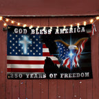 250 Years of Freedom Jesus Christian American Flag, Patriotic God Bless America Grommet Flag