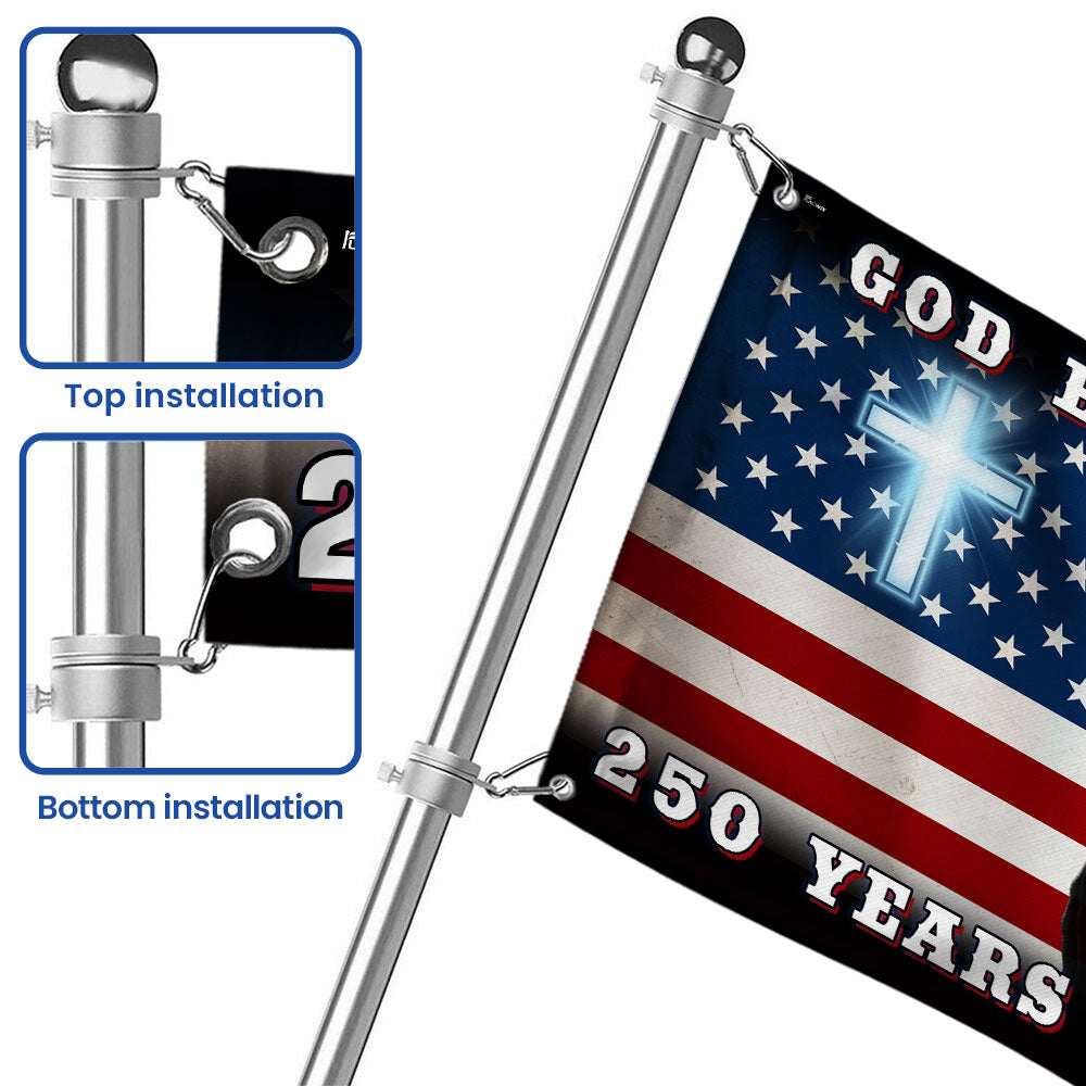 250 Years of Freedom Jesus Christian American Flag, Patriotic God Bless America Grommet Flag