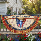God Bless America Patriotic Fan Flag, 250 Years with Eagle Cross American Flag Decor