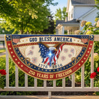 God Bless America Patriotic Fan Flag, 250 Years with Eagle Cross American Flag Decor