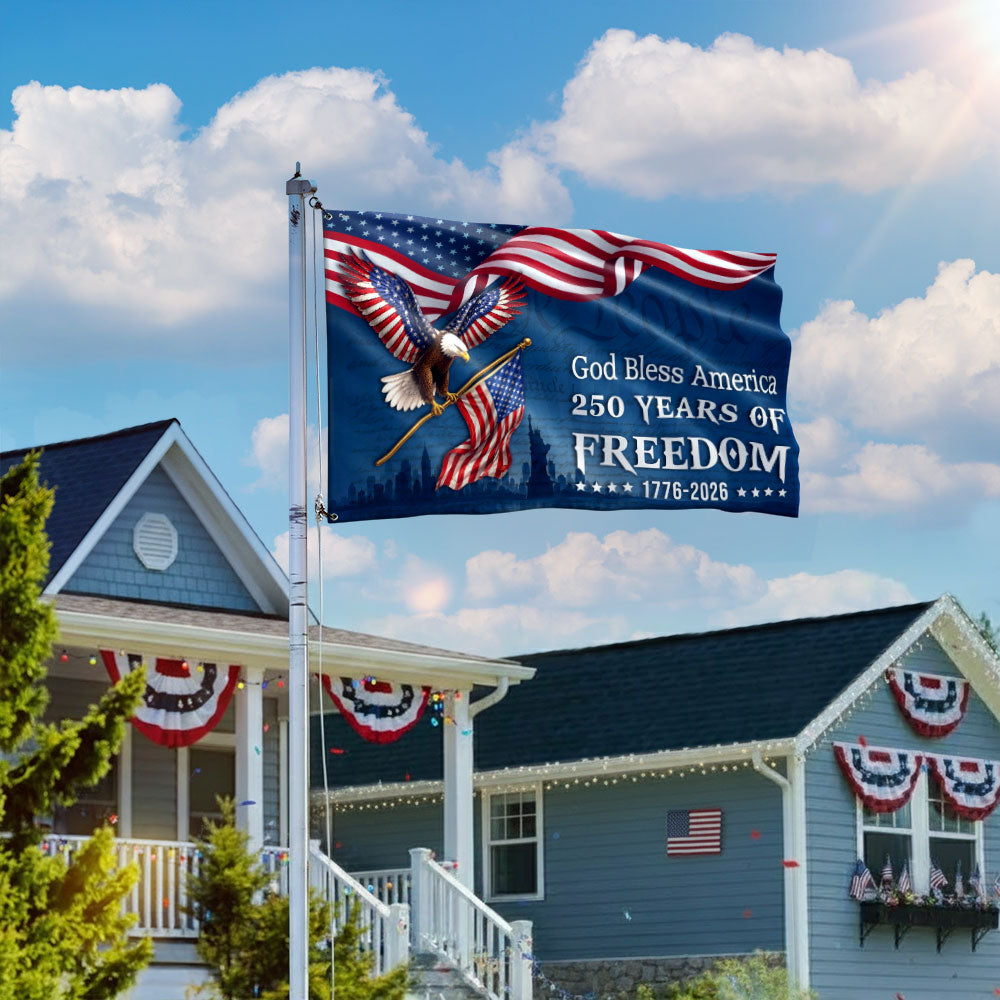 God Bless America 1776 2026 Grommet Flag for Decor 250 Years of Freedom
