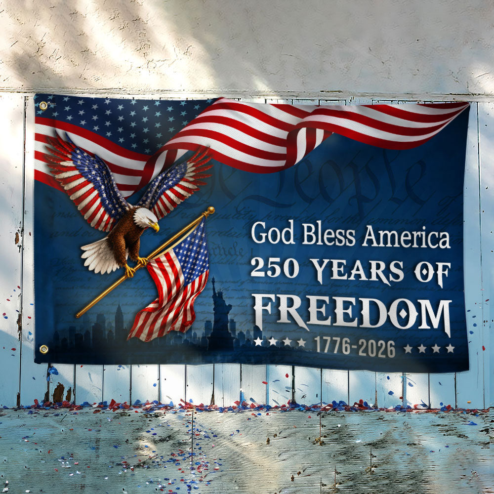 God Bless America 1776 2026 Grommet Flag for Decor 250 Years of Freedom