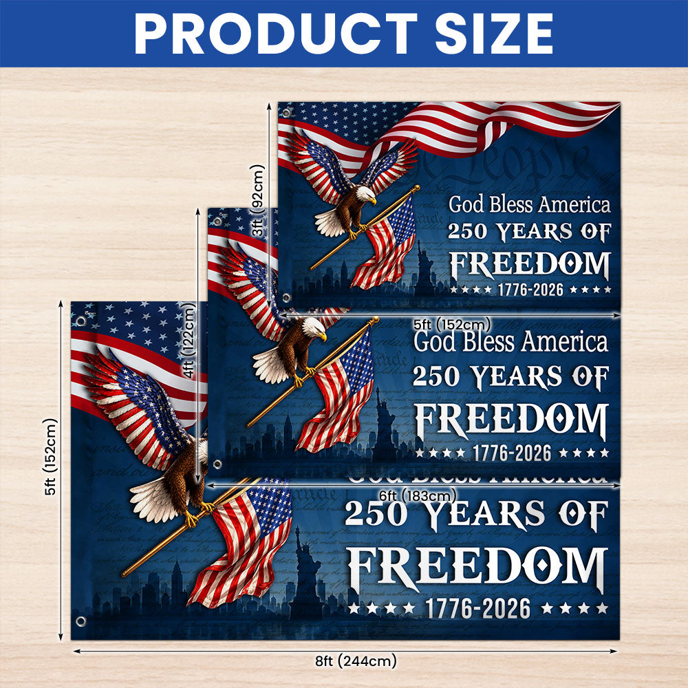 God Bless America 1776 2026 Grommet Flag for Decor 250 Years of Freedom