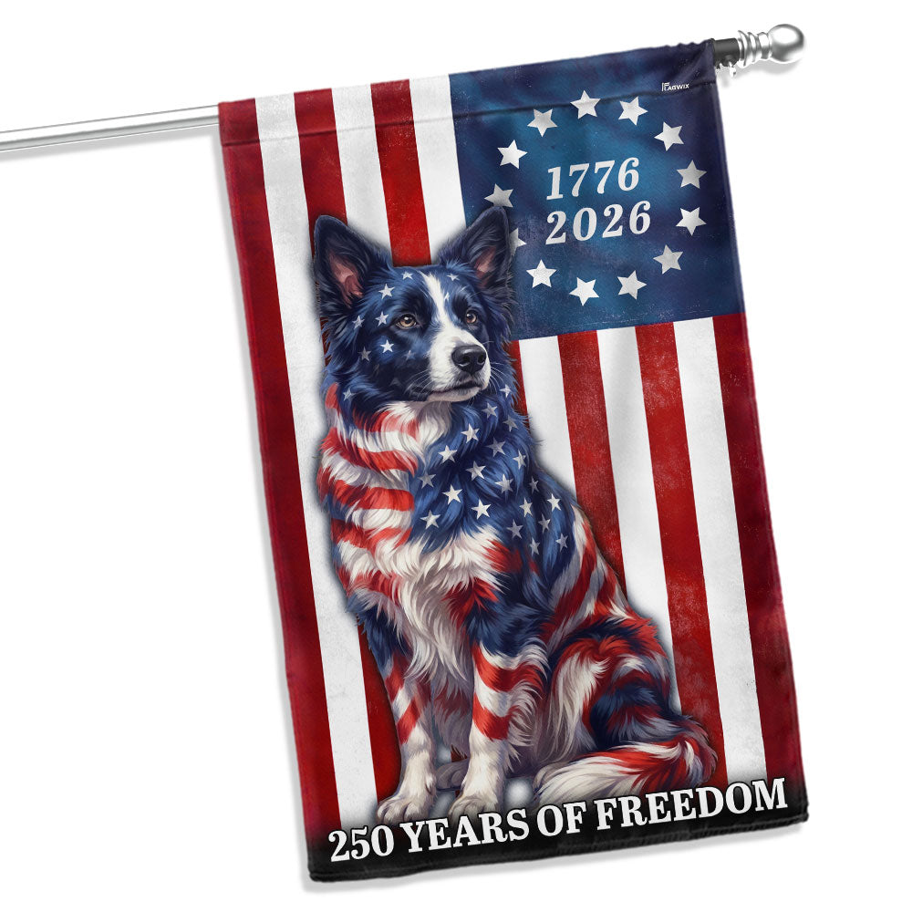 Patriotic Border Collie American Garden Flag, 250 Years of Freedom Flag Decor for Dog Lovers
