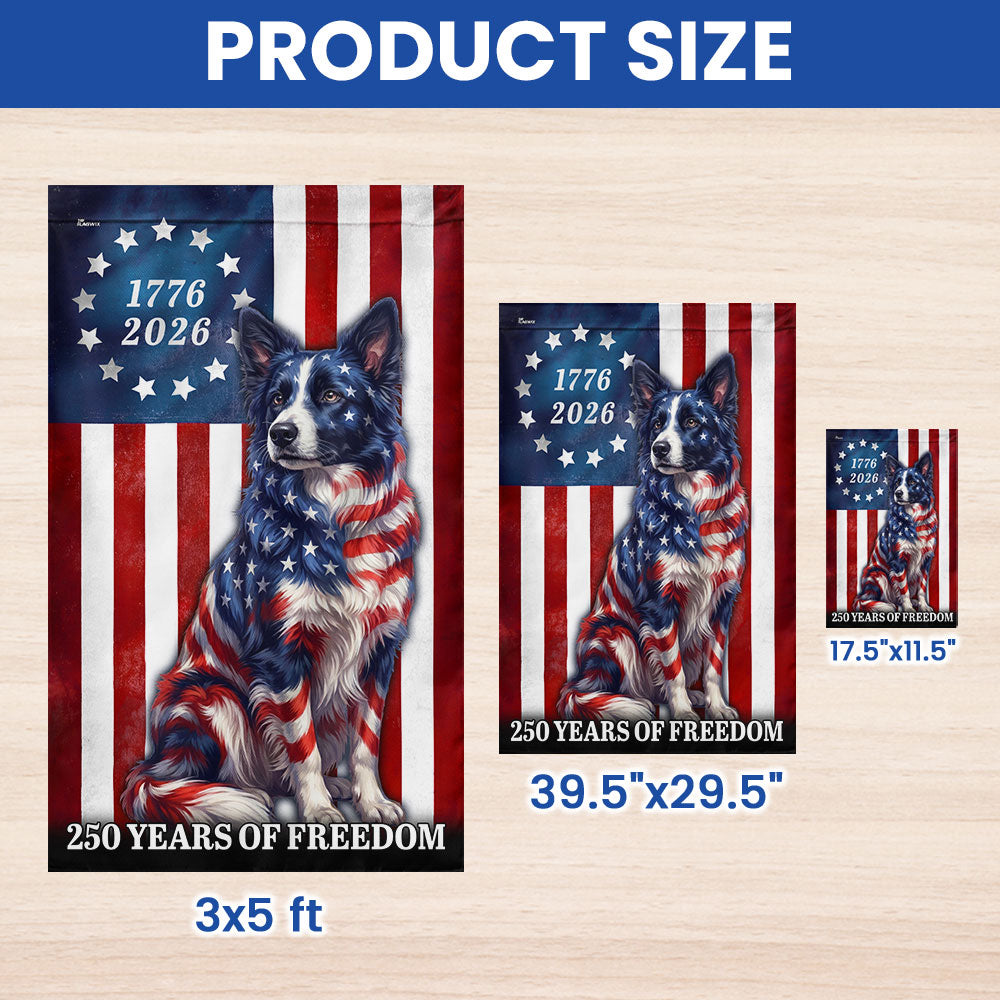 Patriotic Border Collie American Garden Flag, 250 Years of Freedom Flag Decor for Dog Lovers