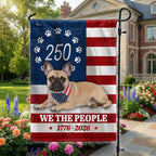 Patriotic Dog Garden Flag, 250 Years French Bulldog American 1776 2026 Decor for Dog Lovers