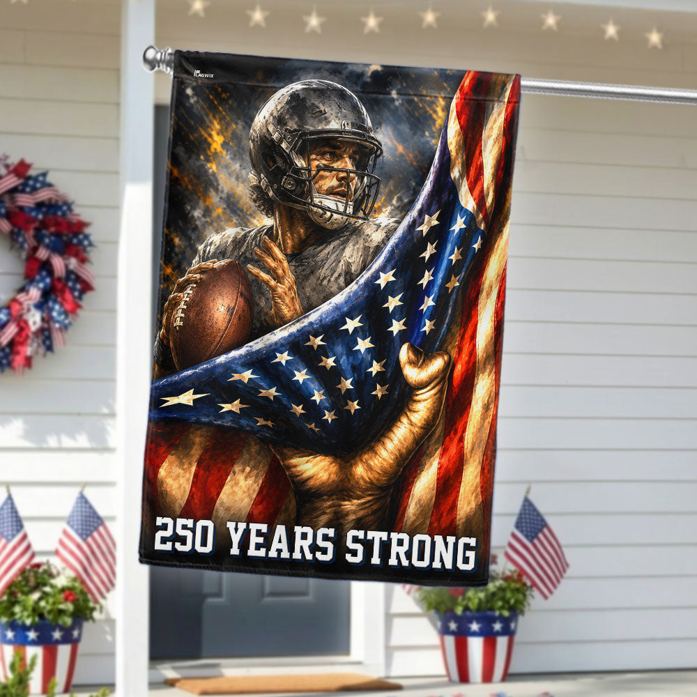 American Football Patriotic Flag, 250 Years Strong Flag Decor for Sports Lovers