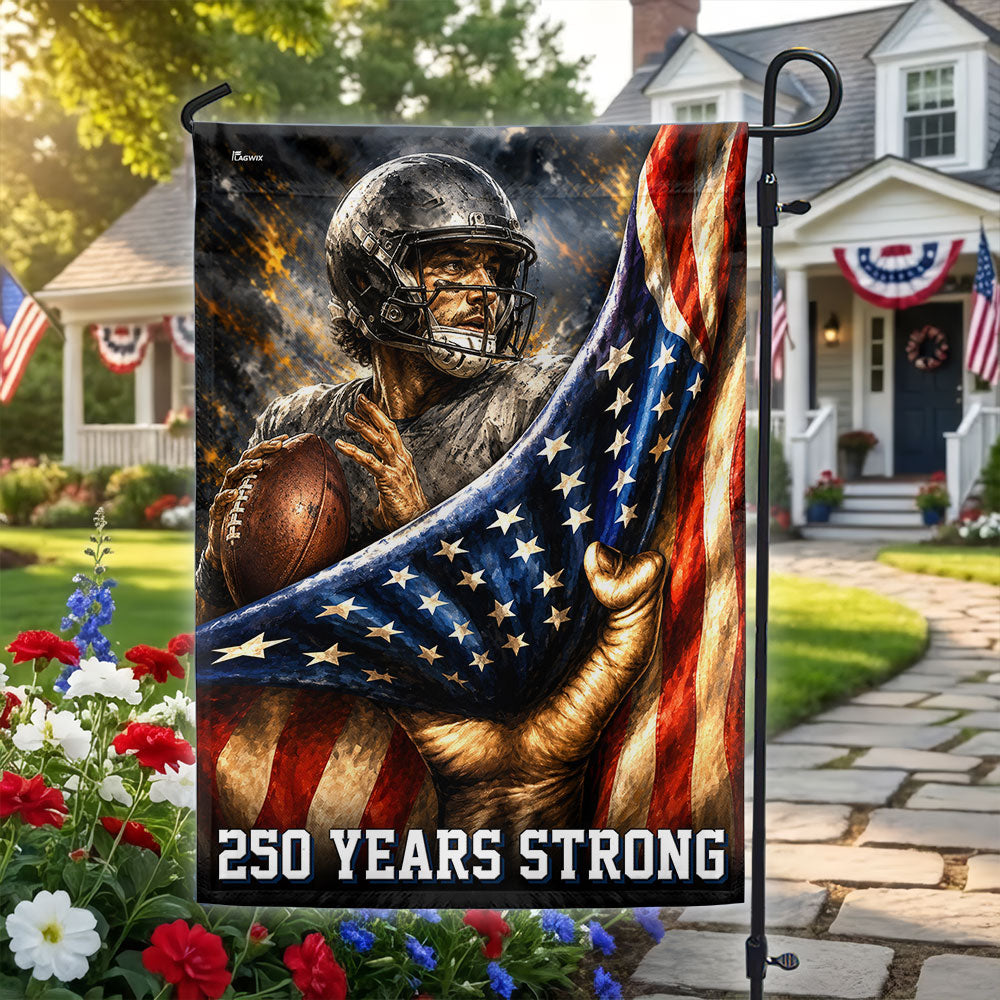American Football Patriotic Flag, 250 Years Strong Flag Decor for Sports Lovers