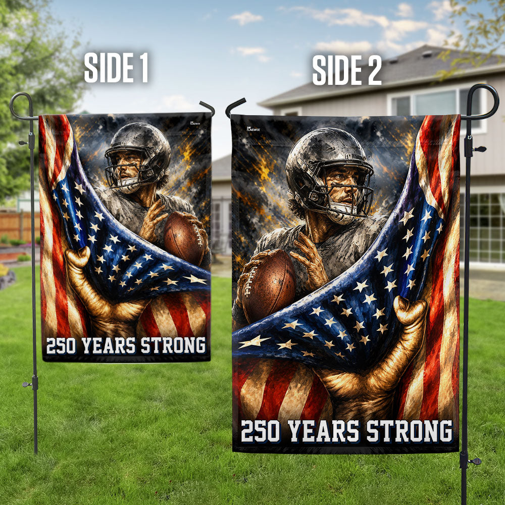 American Football Patriotic Flag, 250 Years Strong Flag Decor for Sports Lovers