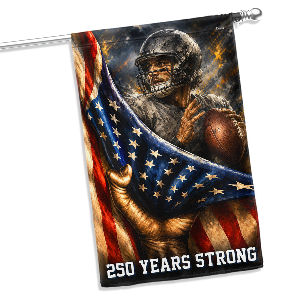 American Football Patriotic Flag, 250 Years Strong Flag Decor for Sports Lovers