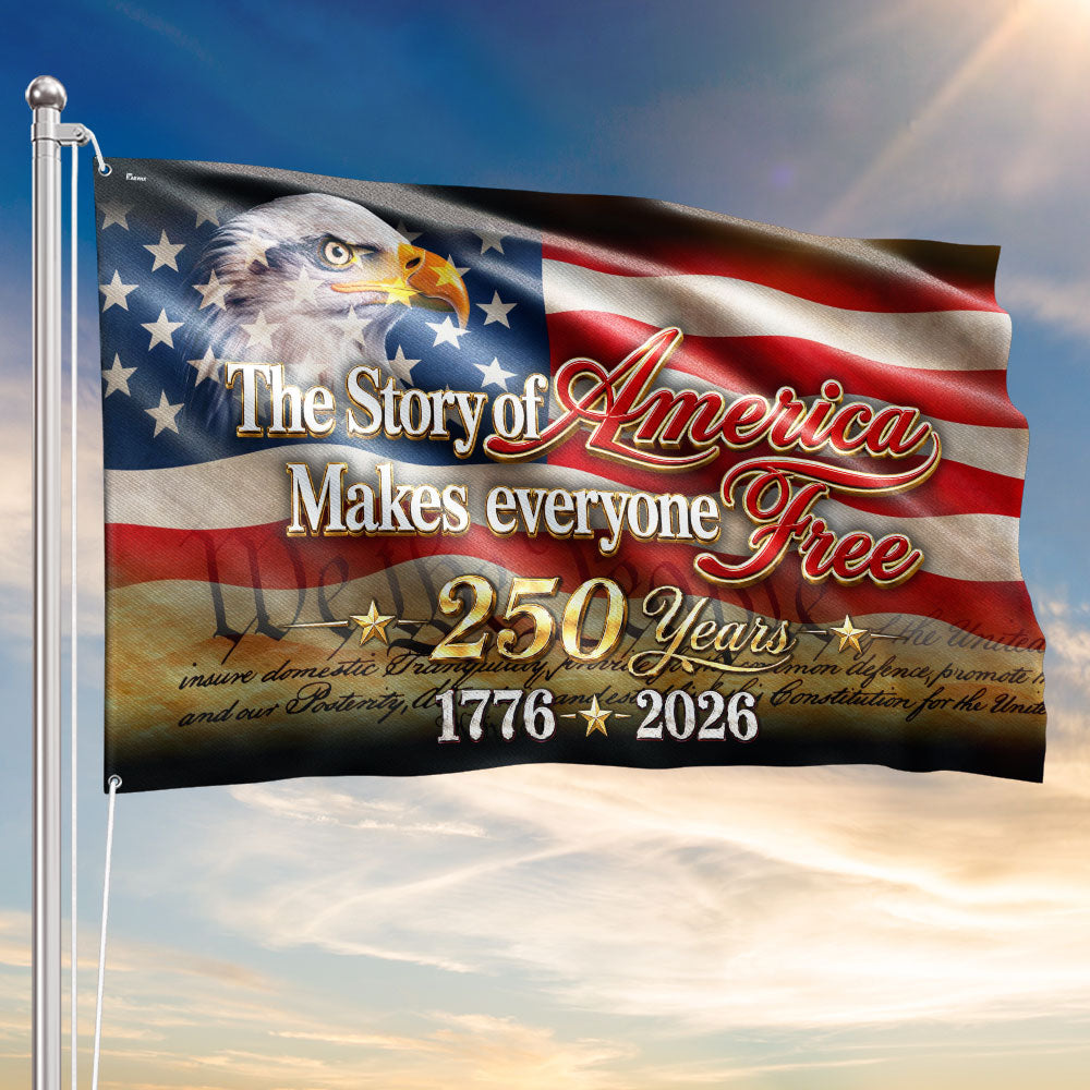 Patriotic The Story of America Grommet Flag for 250 Years of Freedom 1776 2026