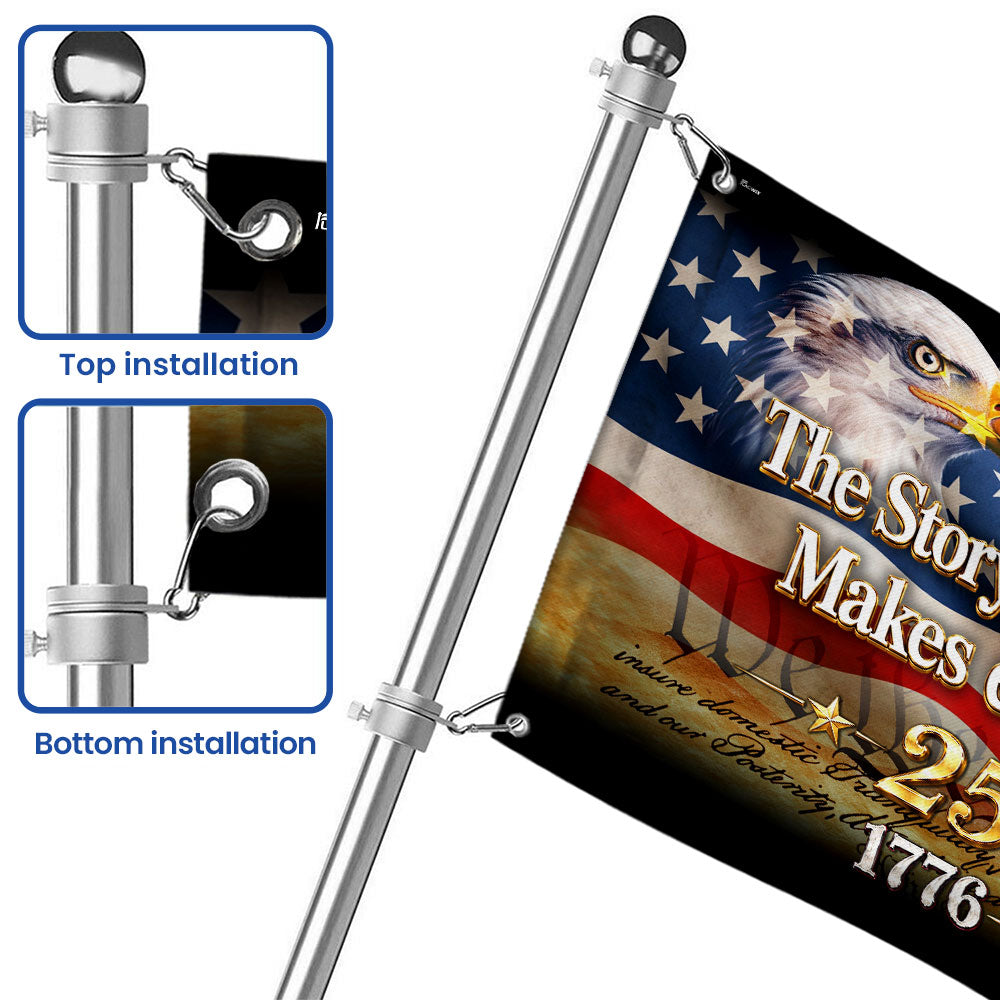Patriotic The Story of America Grommet Flag for 250 Years of Freedom 1776 2026