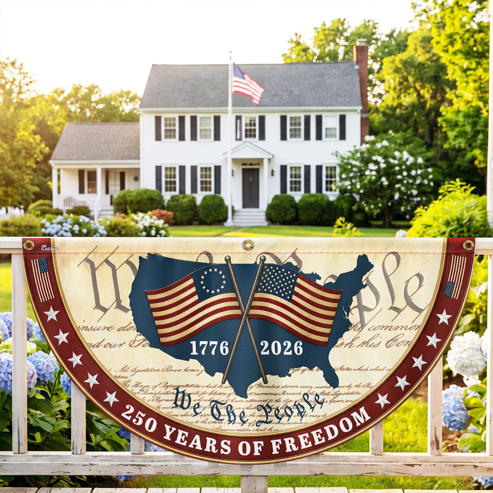 We The People 1776 2026 Patriotic Fan Flag, 250 Years of Freedom American Flag Decor