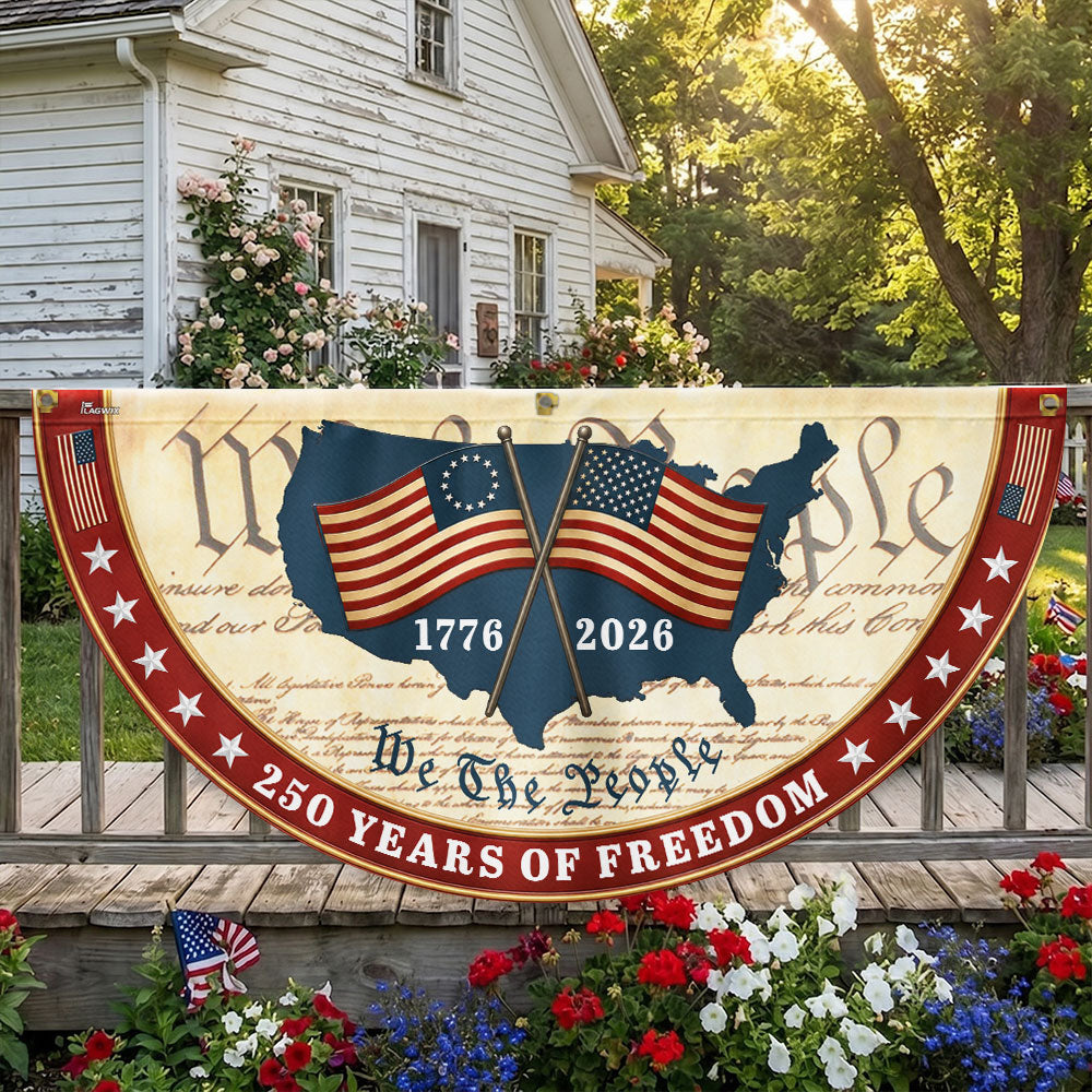 We The People 1776 2026 Patriotic Fan Flag, 250 Years of Freedom American Flag Decor