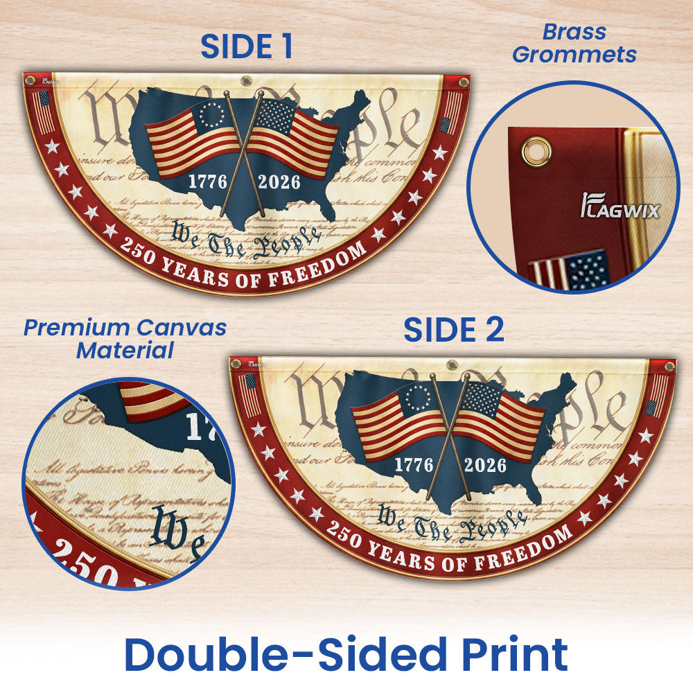We The People 1776 2026 Patriotic Fan Flag, 250 Years of Freedom American Flag Decor